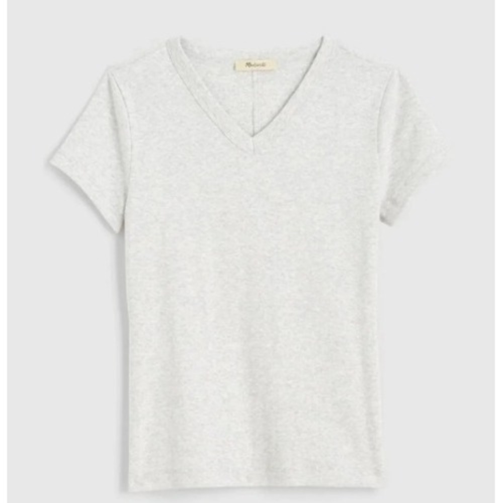 Madewell Tee Women XL Heather Grey 90s V Neck Baby Compact Cotton NY931